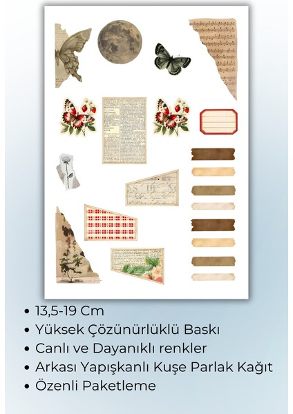 10'lu Vintage Sticker Planner Ajanda Bullet Journal Için Uygun Set fiyatları