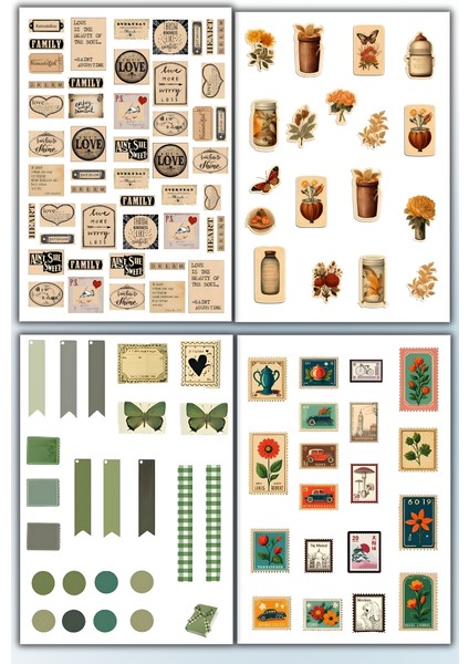 10'lu Vintage Sticker Planner Ajanda Bullet Journal Için Uygun Set fırsatları