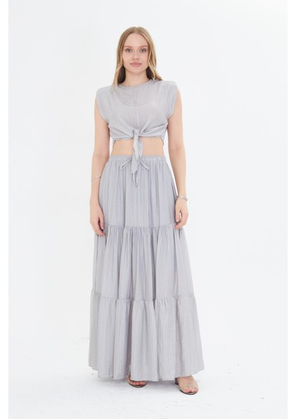 Çizgili Önü Bağlamalı Bluz fırsatları