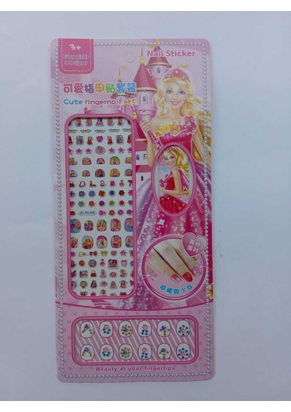 Unicorn Elsa Sofia Rapunzel Anime Barbie Çocuk Tırnağı Taşlı Takma Tırnak Sticker Törpü Seti