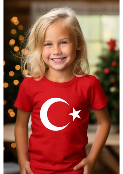 Çocuk Ay Yıldız Hilal Baskılı Tişört