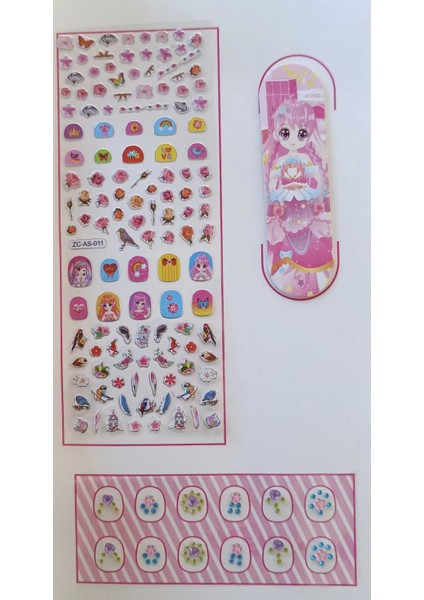 Disney Prensesler Ariel Rapunzel Bella Uyuyan Güzel Çocuk Tırnağı Taşlı Takma Sticker Seti