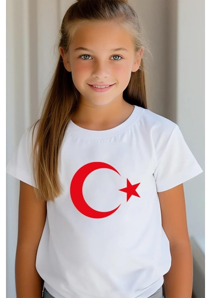 Çocuk Ay Yıldız Hilal Baskılı Tişört