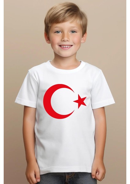 Çocuk Ay Yıldız Hilal Baskılı Tişört modelleri
