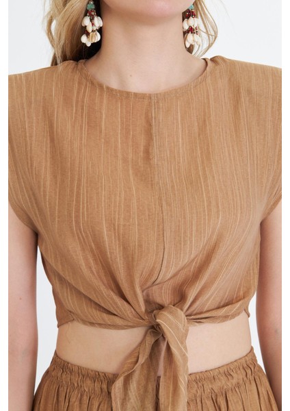 Çizgili Önü Bağlamalı Bluz fiyatları