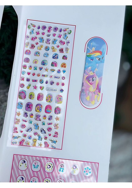 My Little Pony Gökkuşağı Unicorn Trend Çocuk Tırnağı Taşlı Takma Tırnak Sticker Törpü Seti