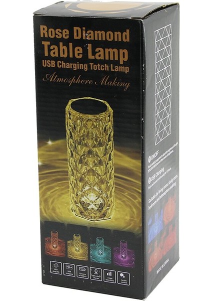 Kumandalı - Dokunmatik Dekoratif Masa Lambası Mika Kristal Pls. Renkli Ledli USB Şarjlı (5057)