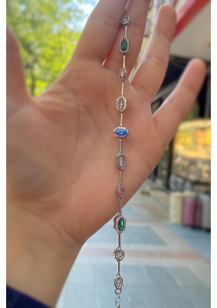 Gümüş Renkli Taşlı Bileklik HR447541A92