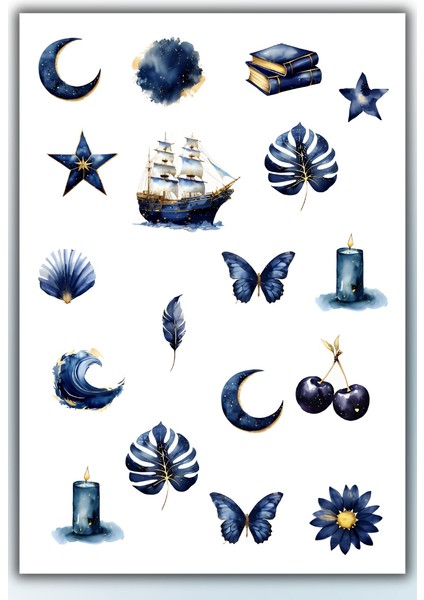 Blue Temalı 2'li Sticker Planner Ajanda Bullet Journal Için Uygun Set fırsatları