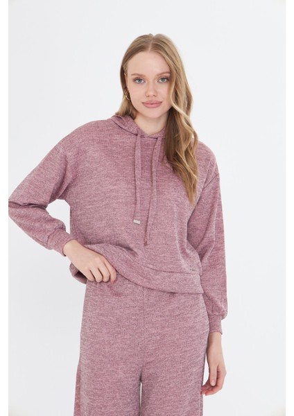 Kapüşonlu Triko Sweatshirt