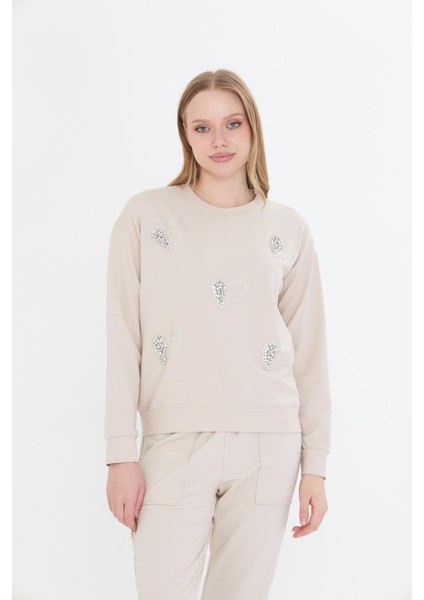 Kalpli Taş Baskılı Sweatshirt fırsatları