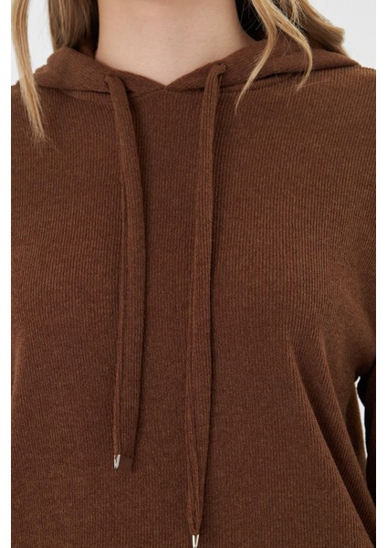 Kapüşonlu Triko Sweatshirt