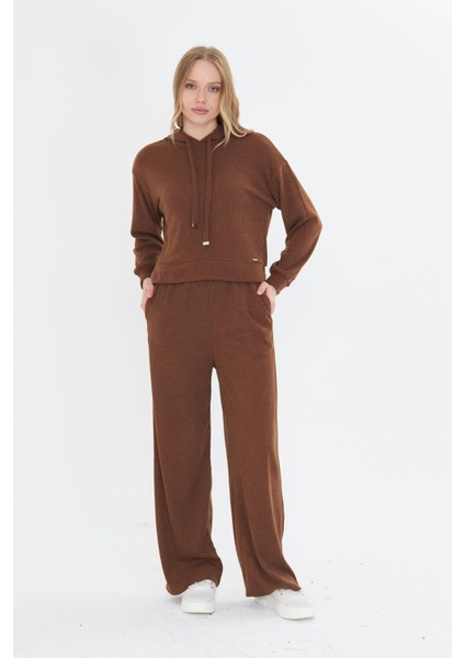 Kapüşonlu Triko Sweatshirt