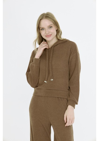 Kapüşonlu Triko Sweatshirt