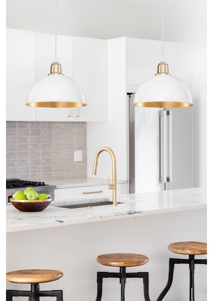 Haus Yarım Küre Beyaz Içi Gold Abs Altın Kuka Süslü Sarkıt Mutfak Salon Avize Kafe Kuaför Aydınlatma modelleri
