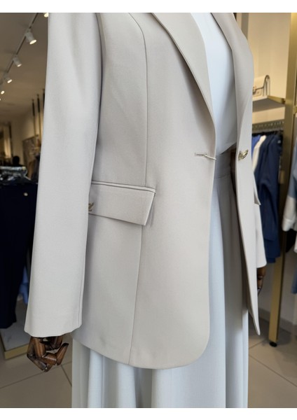 Kruvaze Yaka Tek Düğmeli Bej Blazer Ceket 0070 indirimleri