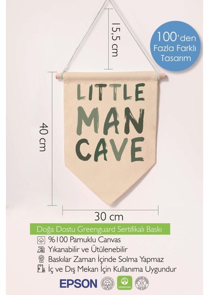 Çocuk Odası Dekor, Duvar Süsü, Ahşap Bebek Odası Dekor, Canvas Flama, Little Man Cave - Açık Yeşil fiyatları
