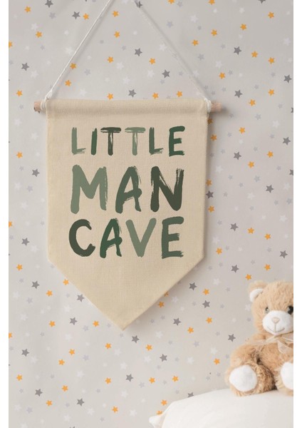 Çocuk Odası Dekor, Duvar Süsü, Ahşap Bebek Odası Dekor, Canvas Flama, Little Man Cave - Açık Yeşil fırsatları