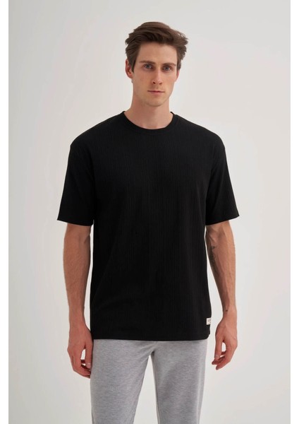 Bisiklet Yaka Siyah Erkek T-Shirt 4263