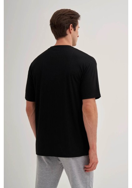 Bisiklet Yaka Siyah Erkek T-Shirt 4263