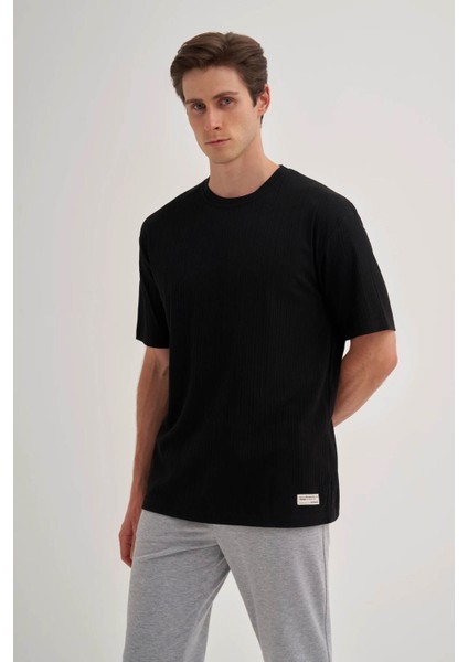 Bisiklet Yaka Siyah Erkek T-Shirt 4263