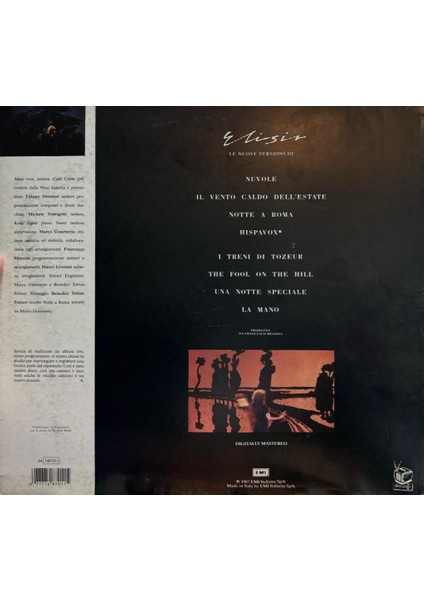 Alice – Elisir 1987 Baskı Lp