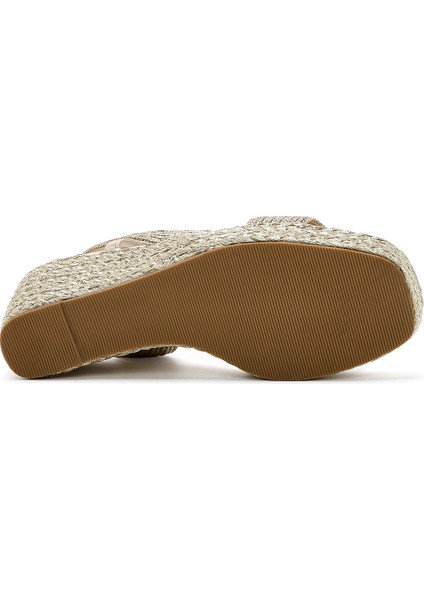 Kadın Altın Dolgu Topuklu Örgü Espadril Sandalet 25SFE4938M7