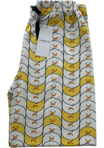 Kadın Sarı Beyaz Civcivli Pijama Altı Milan - 105