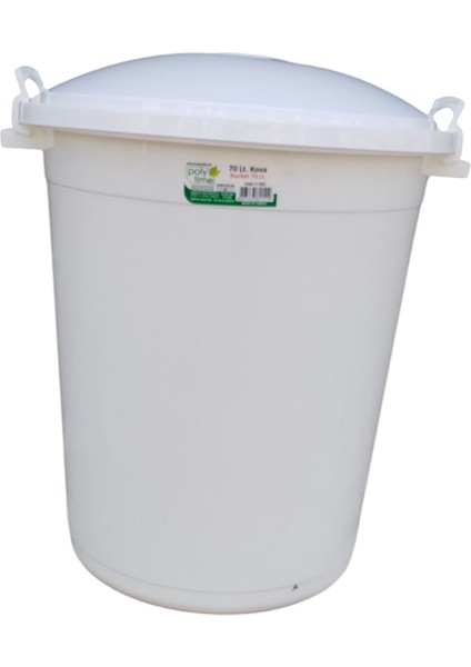 70 Lt Kapaklı Yuvarlak Plastik Büyük Boy Çöp Kovası Su Et Kovası Balkon Kovası Bahçe Kovası Kilitli erzak kovası beyaz