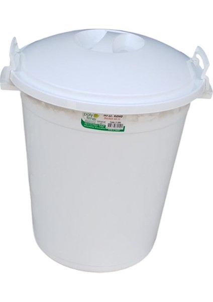 70 Lt Kapaklı Yuvarlak Plastik Büyük Boy Çöp Kovası Su Et Kovası Balkon Kovası Bahçe Kovası Kilitli erzak kovası beyaz fiyatları