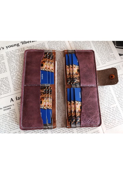 Kesimden Dikime Tamamen El Emeği Deri Cüzdan 12 Kart 2 Banknot Alanı (19.4cm*8,5cm) Ryn2 modelleri