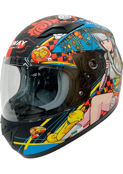 Sw 815K Spirit Red Blue Full Face Çocuk Kaskı - L