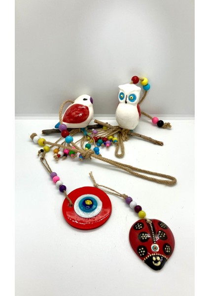 Balkon Süsü Duvar Dekorasyonu Süsleri Kırmızı 4 Lü Set modelleri