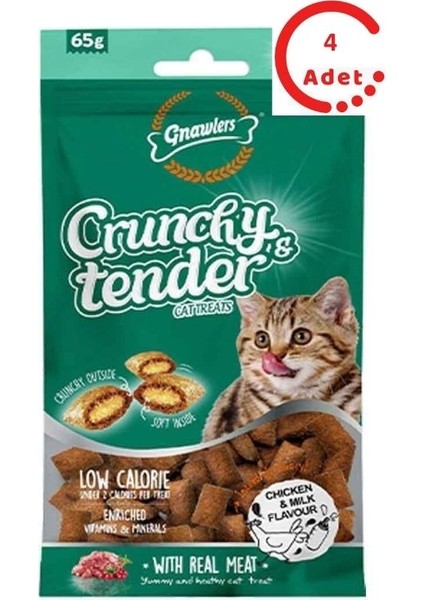 Kedi Ödülü Crunchy & Tender Tavuklu ve Sütlü 65 gr x 4 Adet