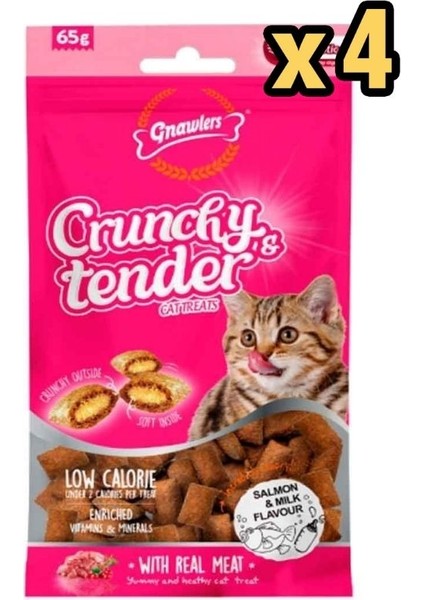 Kedi Ödülü Crunchy & Tender Somonlu ve Sütlü 65 gr x 4 Adet