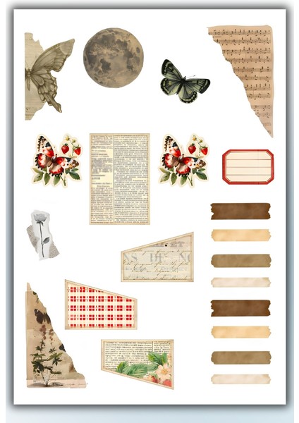 3'lü Vintage Sticker Planner Ajanda Bullet Journal Için Uygun Set modelleri