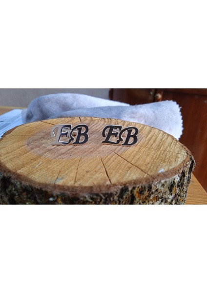 Şık Kol Düğmesi Eb Model Gümüş Kişiye Özel