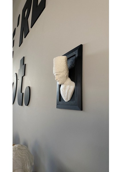 Atatürk Çerçeveli Duvar Büstü Gazi Mustafa Kemal Atatürk Duvar Dekorasyonu 3 Boyutlu fiyatları