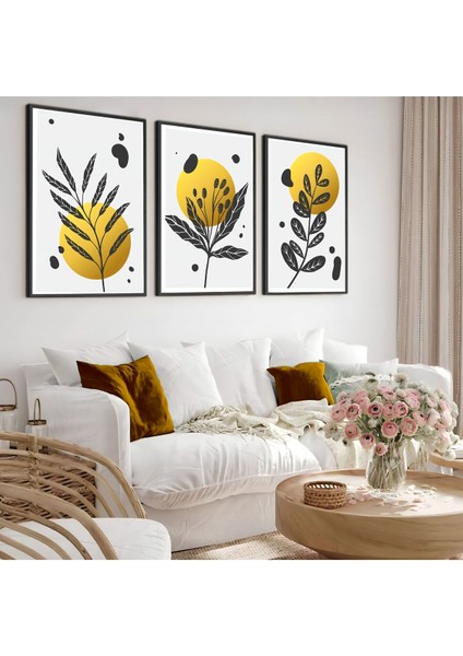 Harikabirev|sarı-Siyah Bohem Model 01 Ahşap Çerçeveli Mdf Tablo|ahkrfz