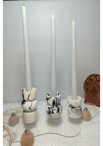 Şamdanlık Seti-Şamdan Mumlu Set-Mumlar Dahildir-Tealight Mum Kullanımına Da Uygun Tasarlanmıştır