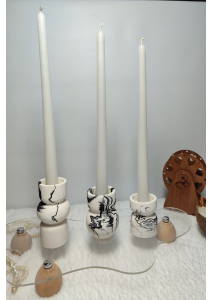 Şamdanlık Seti-Şamdan Mumlu Set-Mumlar Dahildir-Tealight Mum Kullanımına Da Uygun Tasarlanmıştır