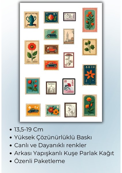 4 'lü Vintage Pul Sticker Planner Ajanda Bullet Journal Için Uygun Set fiyatları