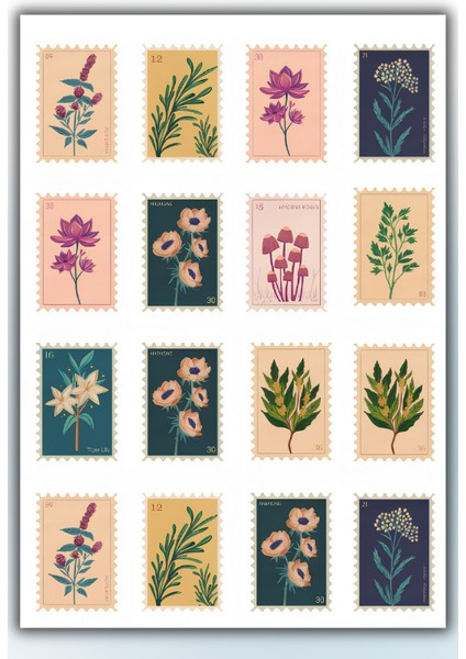 4 'lü Vintage Pul Sticker Planner Ajanda Bullet Journal Için Uygun Set indirimleri