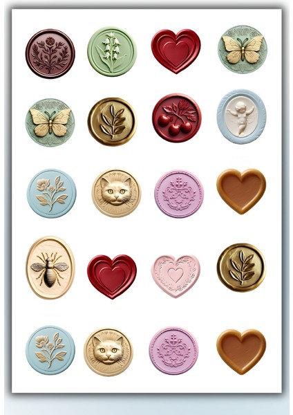 4 'lü Vintage Pul Sticker Planner Ajanda Bullet Journal Için Uygun Set