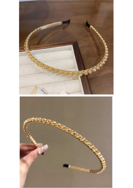 1 Adet Trend Kadın Taç Taşlı Taç Kadın Gold Metal Taç Boncuk Taç modelleri