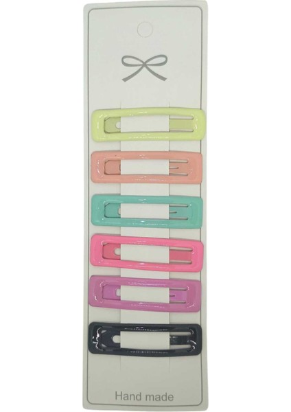 6'lı Soft Renkli Dikdörtgen Model Çıtçıt Toka Seti - Kız Çocuk Çıtçıtlı Yan Saç Tokası modelleri