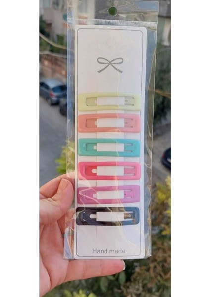 6'lı Soft Renkli Dikdörtgen Model Çıtçıt Toka Seti - Kız Çocuk Çıtçıtlı Yan Saç Tokası fırsatları