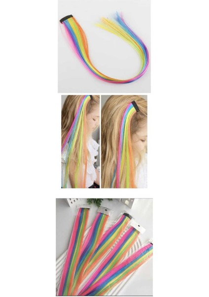 1 Adet Rengarenk Çıt Çıt Postiş Saç Yapay Saç Renkli Sentetik Saç 50 cm fiyatları