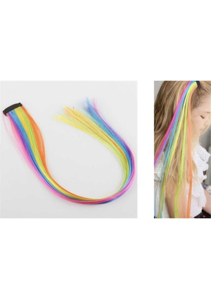 1 Adet Rengarenk Çıt Çıt Postiş Saç Yapay Saç Renkli Sentetik Saç 50 cm fırsatları