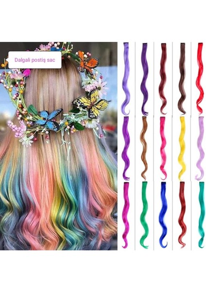 Kumral Renk Dalgalı Yan Çıt Çıt Postiş 50CM modelleri